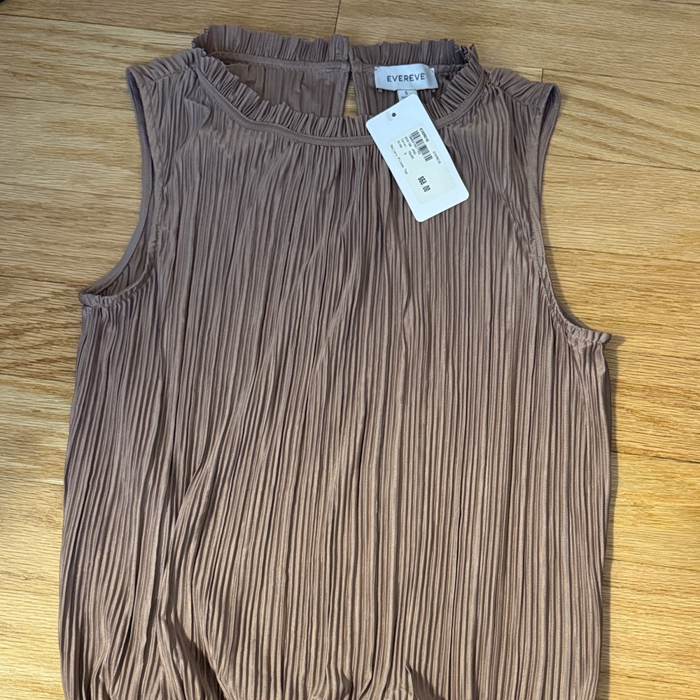 Evereve Sleeveless Pleated Purple Tank